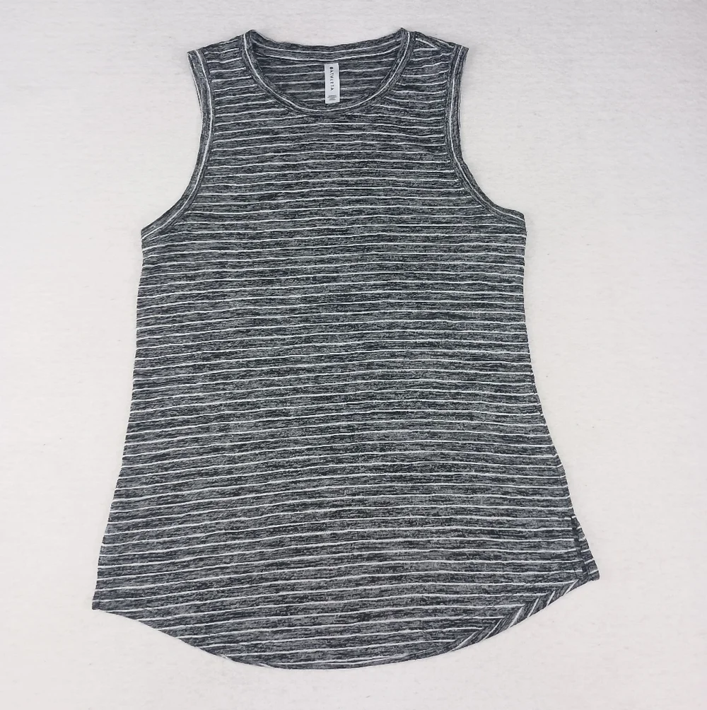 Athleta Woman's Breezy Tank In Heather Grey/ White Stripe Size Small